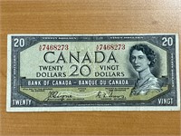 1954 Cdn $20 Bill with Devil's Face