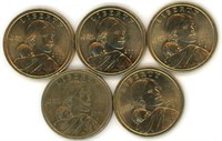 Five Sacagawea 2000 Dollar Coins - Denver Mint