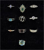10 Fashion Rings with Various Gemstones