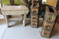 Vintage Sewing Machine Drawers, Stool