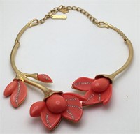 Oscar De La Renta Pink Flower Necklace