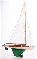 AMERICAN PAINTED AND CARVED WOOD POND / SAILBOAT