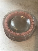 Vintage Pink Ivy Trimmed Dessert Glass Plates