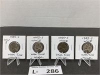 (4) 1940s WWII Era War Time Nickels