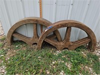 Large wood wheel in half's