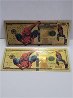 24K Gold Spiderman $1000 Bills (2)