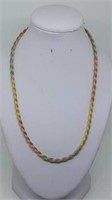14K Tri-Gold Rope Necklace with White,