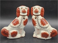 Pair of Staffordshire Spaniels 9.5in Dog Figurines