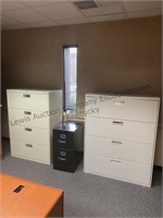 Three filing cabinets, two large metal 4 drawers,