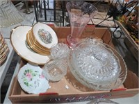 COLLECTION OF CRYSTAL, HAND PAINT VASES , BOWLS