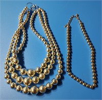 2 Silver Bead Necklaces