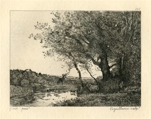Jean-Baptiste Corot etching (Paysage)