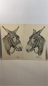 Pair of Joseph R Vick Prints Horses Signed #