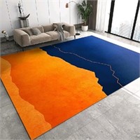 Orange Blue Irregular Gradient Area Rug, Nordic Li