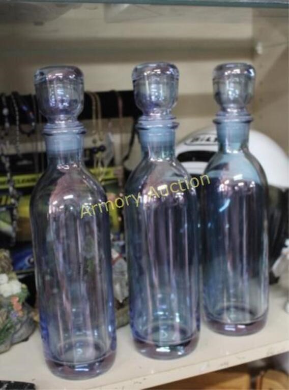 LUSTER DECORATED DECANTERS WITH STOPPERS