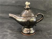 VTG Pottery Metallic Glaze Genie Oil Lamp