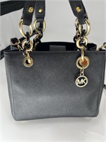 MK Black Saffiano Leather Chain Handles Tote