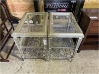 2 Glass Top Side Tables