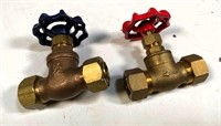 NEW- 1/2" brass valves- compression fittings