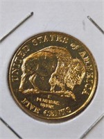 24k gold-plated 2005 d. Buffalo nickel