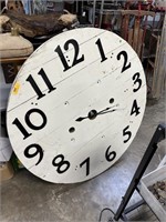 LARGE WOOD CABLE SPOOL WALL CLOCK HUGE!