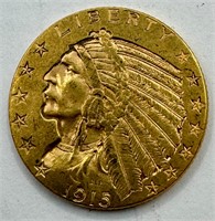 1915 $5 Gold Indian Coin