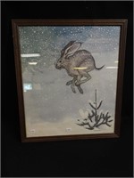 Print of hare in winter by Nancy Burkert,