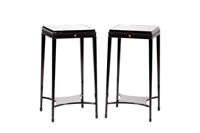 Pair of Art Deco black lacquer stands