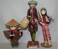 (3) Vintage Handmade Doll Figures: Taiwan &