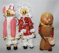 (3) Vintage Handmade Doll Figures: Norwegian