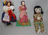 (3) Vintage Handmade Doll Figures: Italy China +