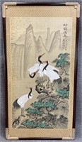 Large Antique Chinese Cranes On Silk Painting?