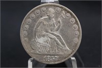 1857-O AU Type Seated Liberty Silver Half Dollar