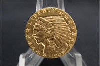 1909-D UNC $5 Gold Indian Half Eagle Pre-33 Gold