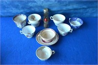 Flat of China Cups and Miscellaneous