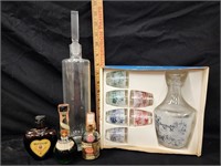 Vintage Liquor Service Set, Glass Decanter