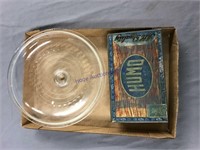 Glass lid, tin cigar box