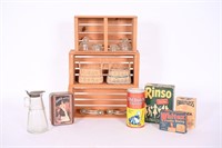 Antq Syrup Jar, Vtg Whitex, Rinso, Old Dutch Boxes