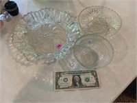3 vintage cut glass platters