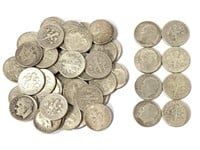 50 Silver Roosevelt Dimes, US Coins