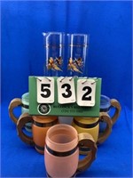 6 - Siesta Ware Frosted Wood Handled Mugs