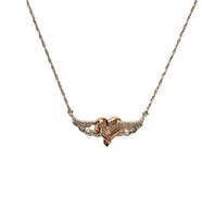 Sterling Silver Angel Wings Heart 14 Kt Necklace