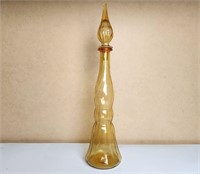 Vtg Mid-Century Modern Amber Genie Bottle Decanter
