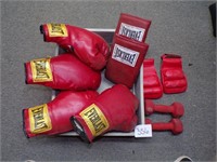 Boxing Sparing Gloves and Weights