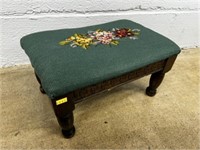 Needlepoint Upholstered Footstool