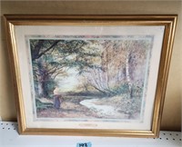 Vtg Autumn Beeches by Fred Hines Framed Picture