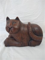 Carved Mahogany cat figurine