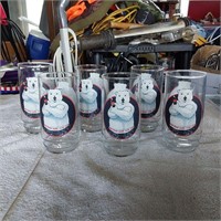 6 piece polar bear coca cola glasses