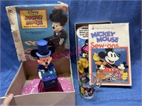 Vtg Mickey Mouse spin around game -sew-ons -mug
