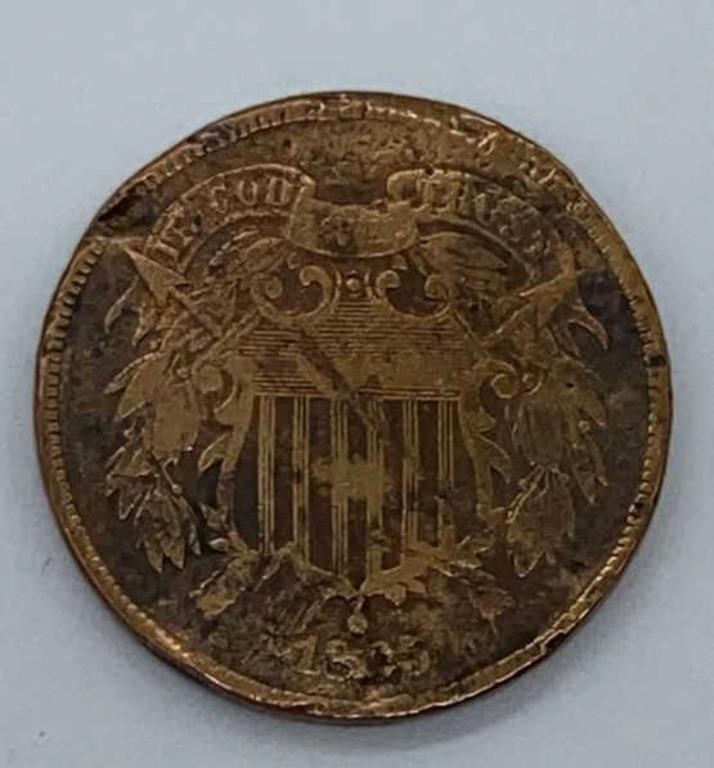 1865 US 2 Cent Coin